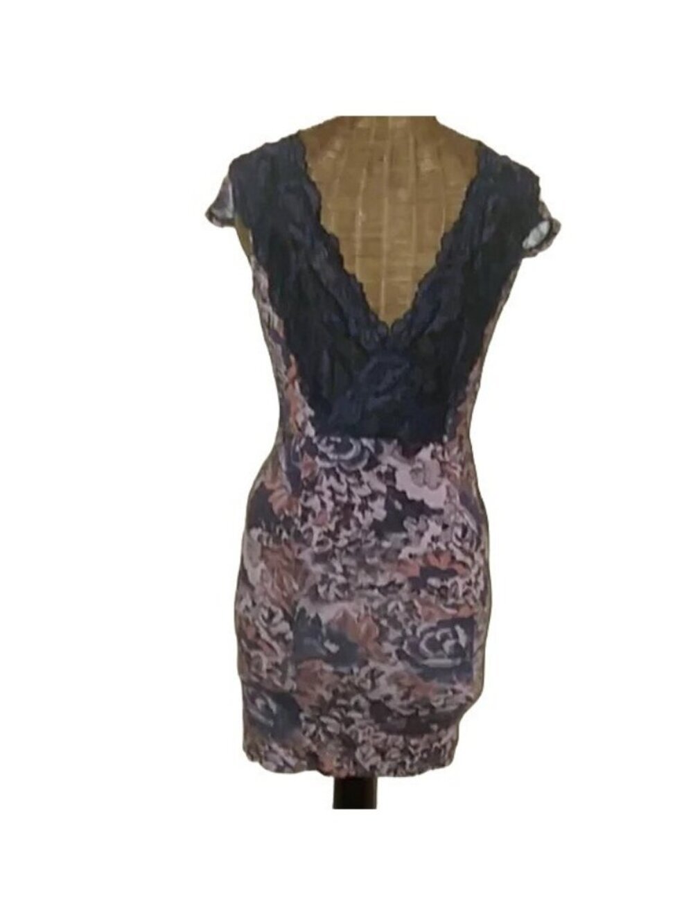 Free People Purple Floral Lace Bodycon y2k Mini Dress - Picture 4 of 5